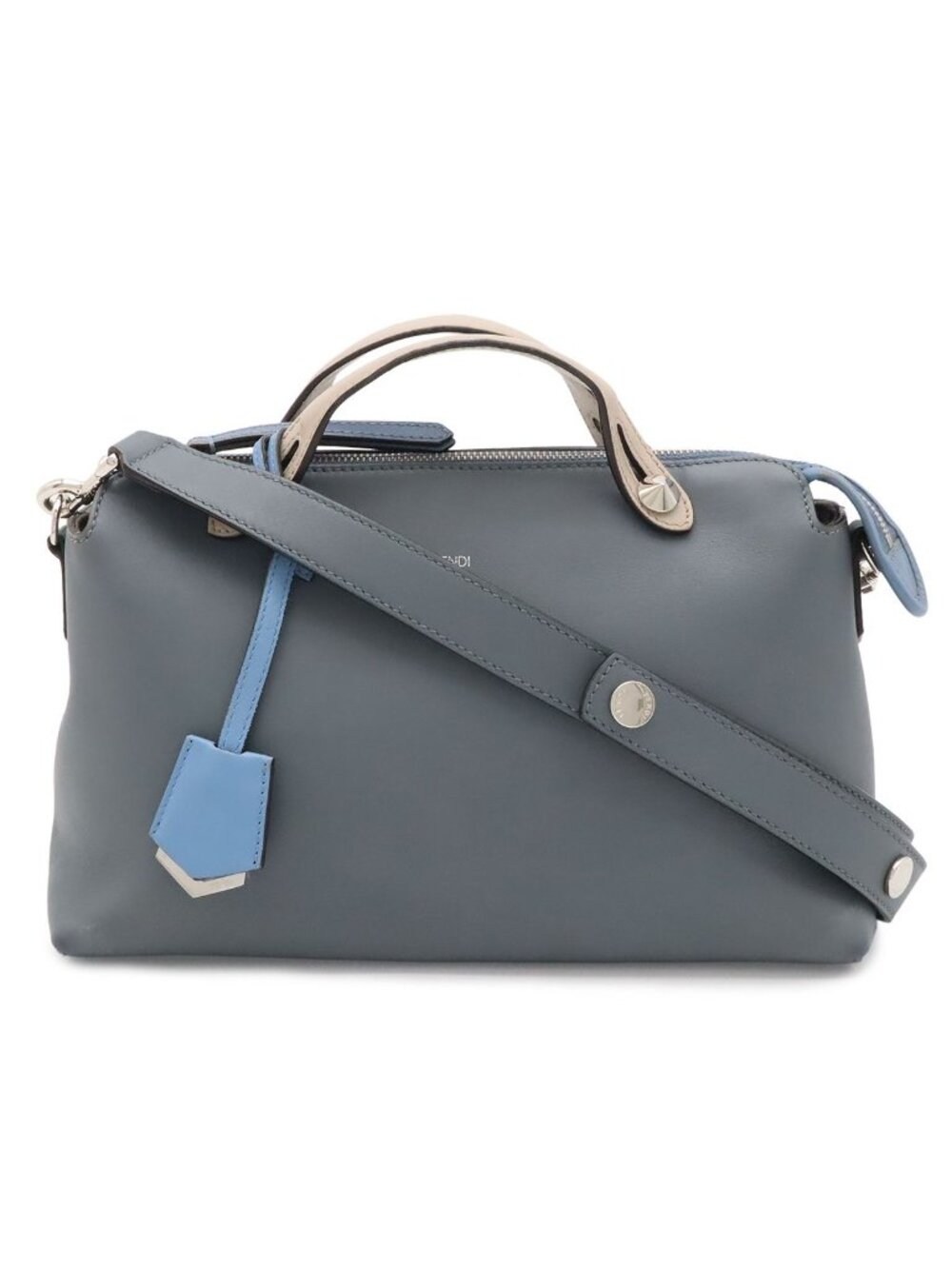 Fendi by the Way Medium 2-Way Shoulder Bag Tricolor Leather Blue Gray